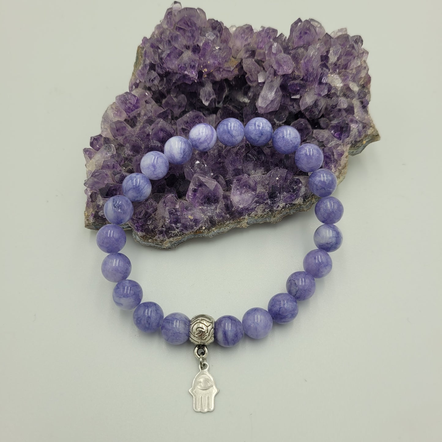 Bracelet Angelite stone 8mm Hamsa