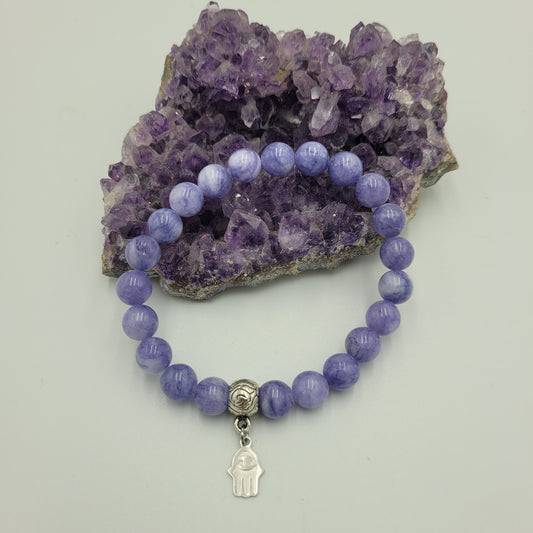 Bracelet Angelite stone 8mm Hamsa