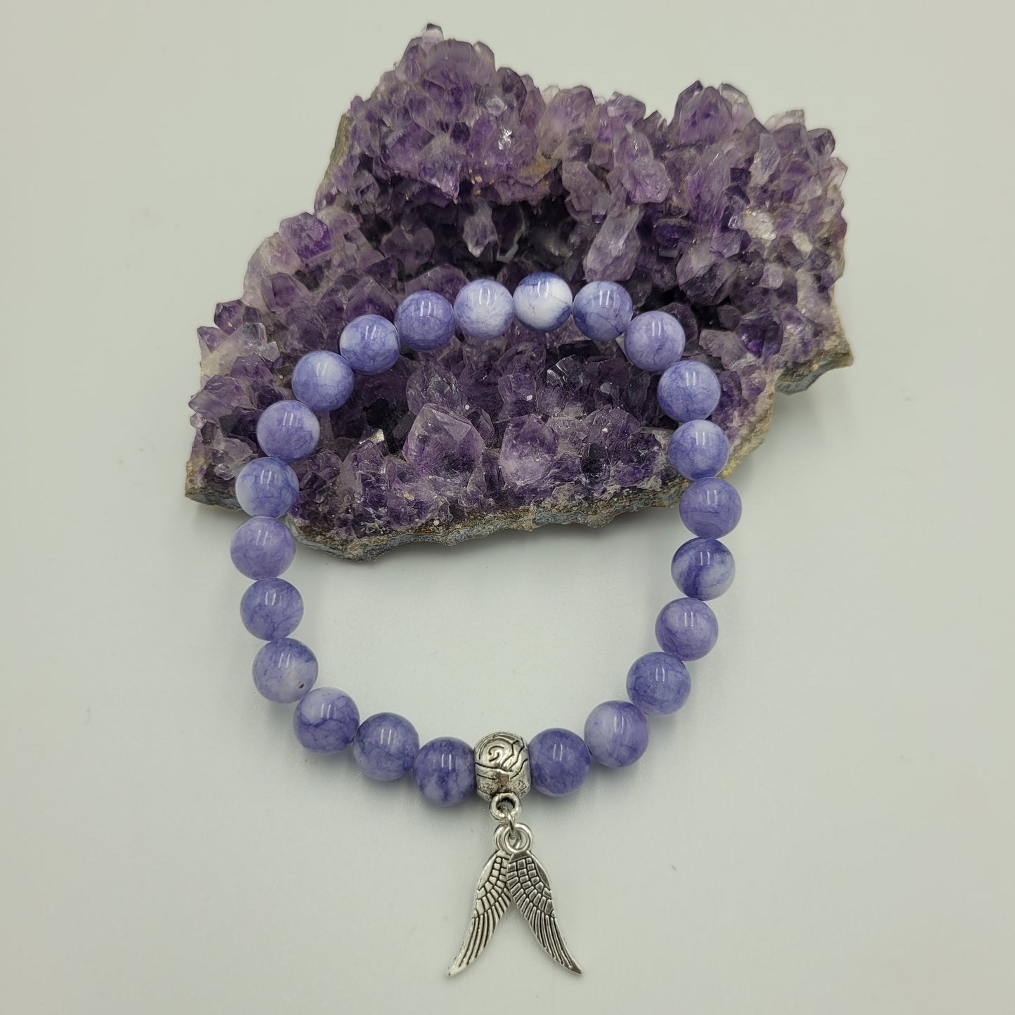 Bracelet Angelite stone 8mm Wings