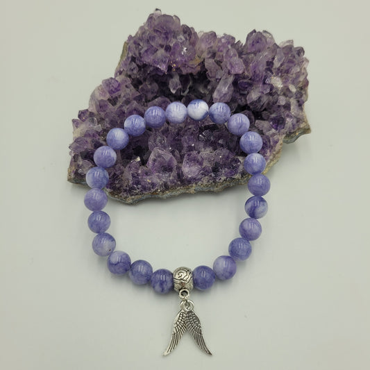 Bracelet Angelite stone 8mm Wings