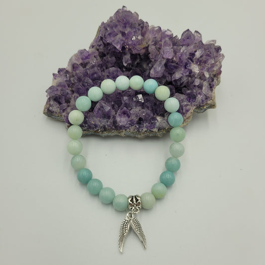 Bracelet Amazonite 8mm Wings