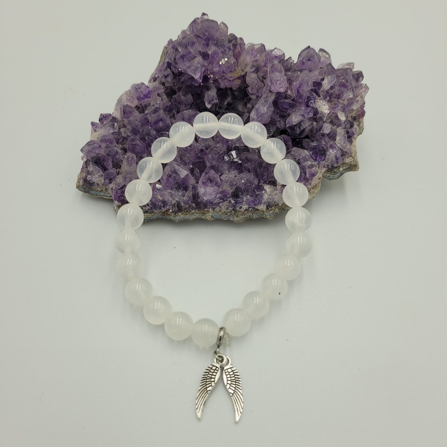 Bracelet Selenite 8mm Wings