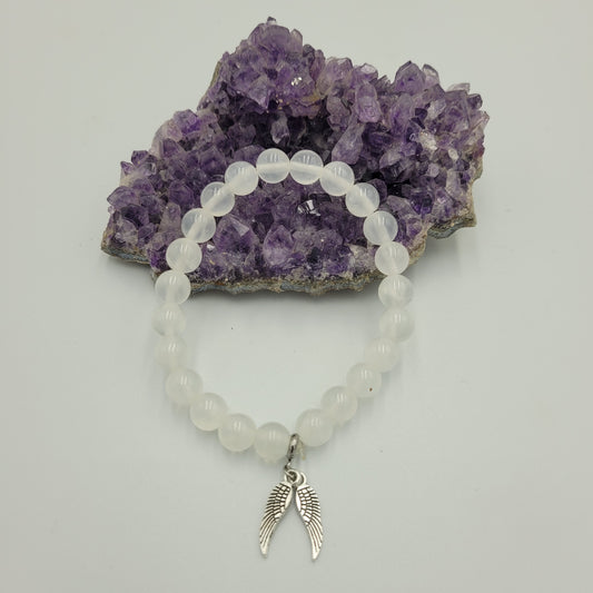 Bracelet Selenite 8mm Wings