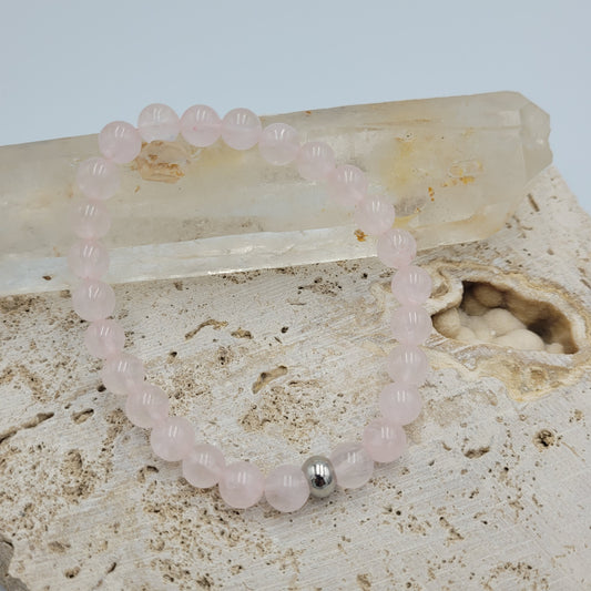 Men's Bracelet Rose quartz 8mm stone