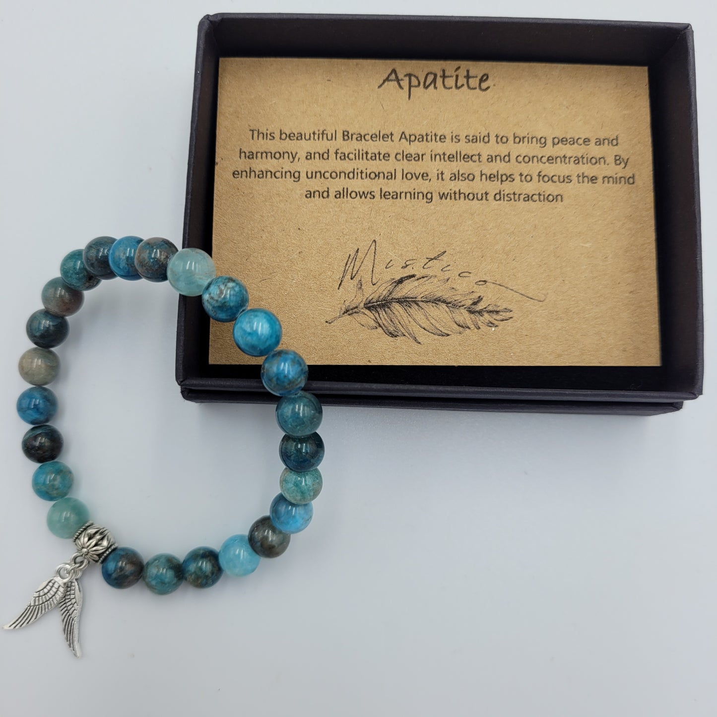 Bracelet Apatite 8mm Wings