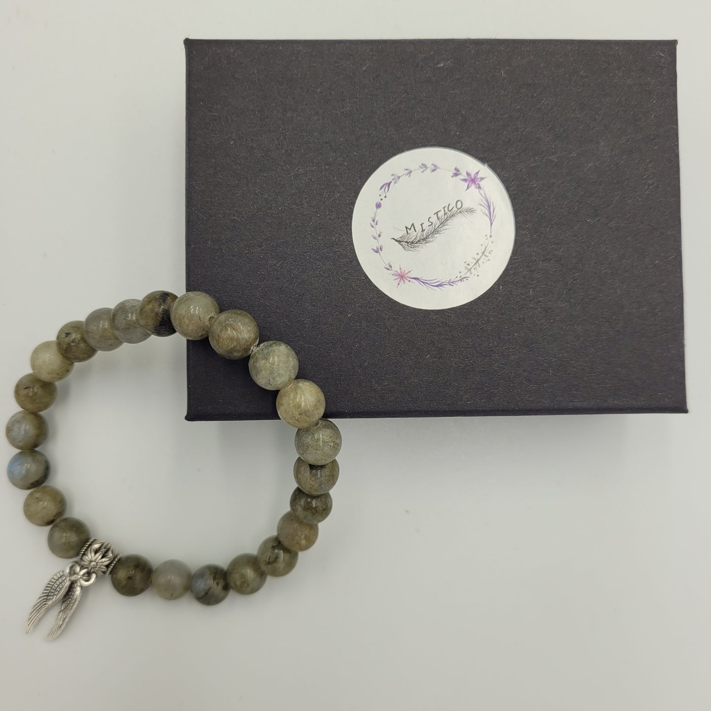 Bracelet Labradorite 8mm Wings