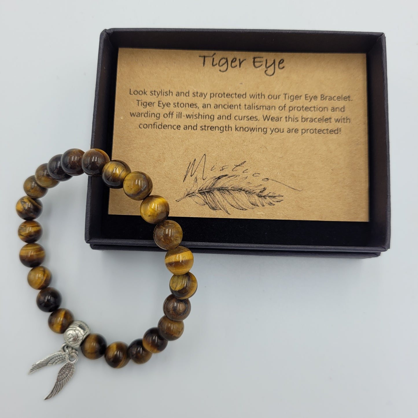 Bracelet Tiger Eye 8mm Wings