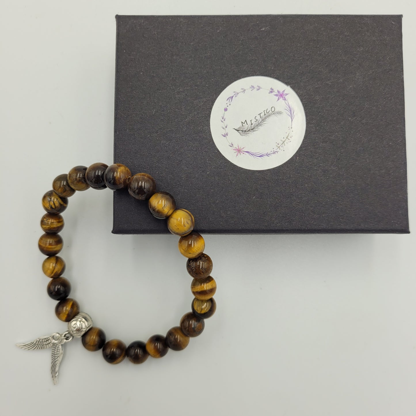 Bracelet Tiger Eye 6mm Wings