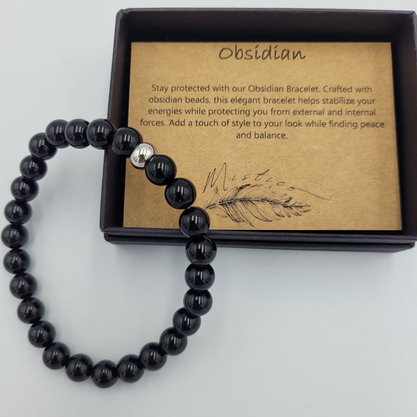Men's Bracelet Obsidian 8mm stone