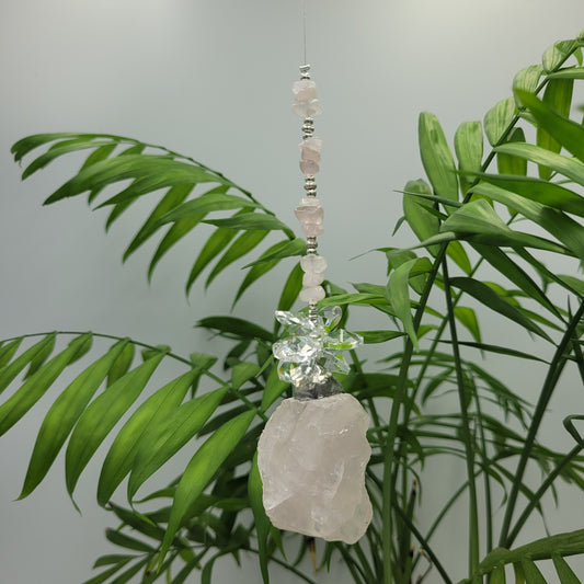 Hanging Cluster Rose Quartz Stone