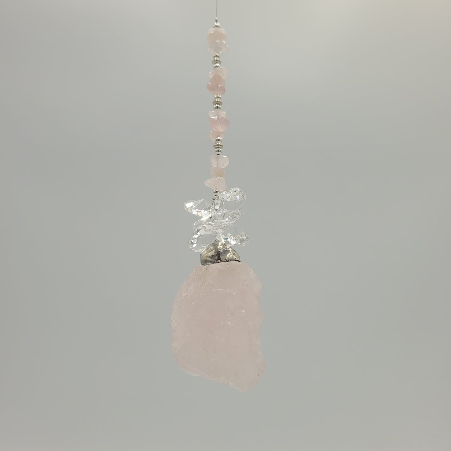 Hanging Cluster Rose Quartz Stone