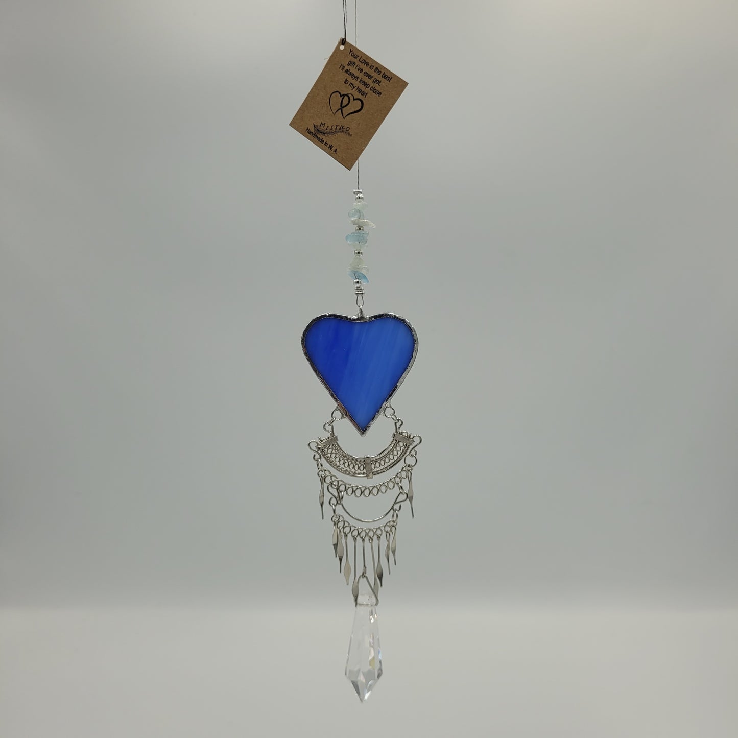 Hanging Heart stained glass Crystal Drop Suncatcher