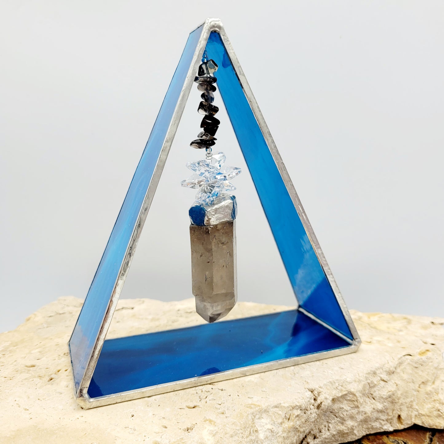 Smoky Quartz Stained Glass Triangle