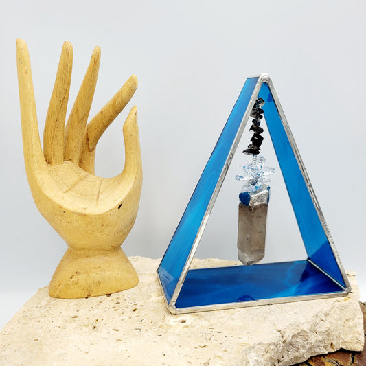 Smoky Quartz Stained Glass Triangle