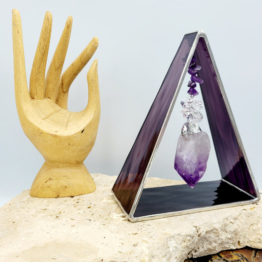 Amethyst Stained Glass Triangle