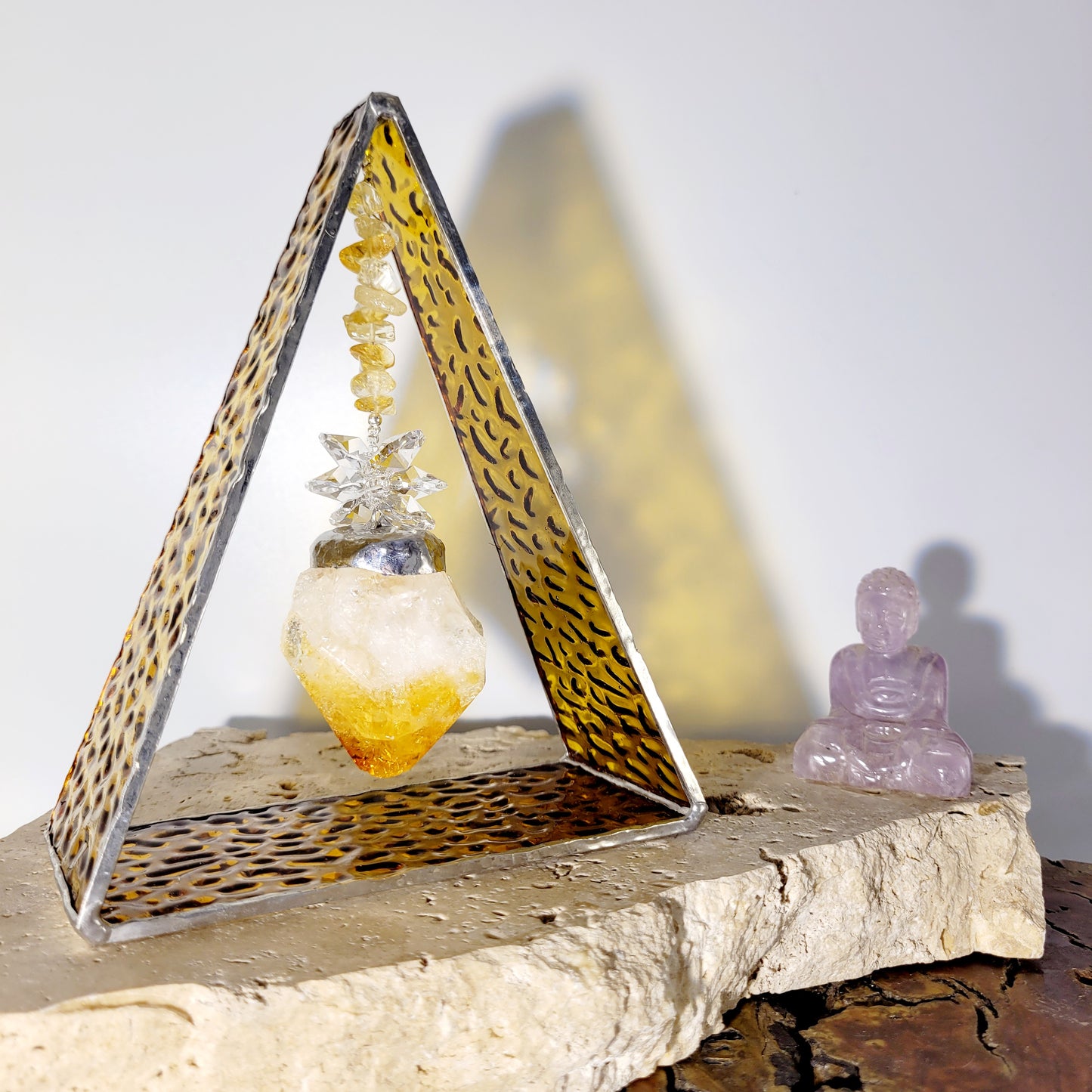 Citrine Stained Glass Triangle