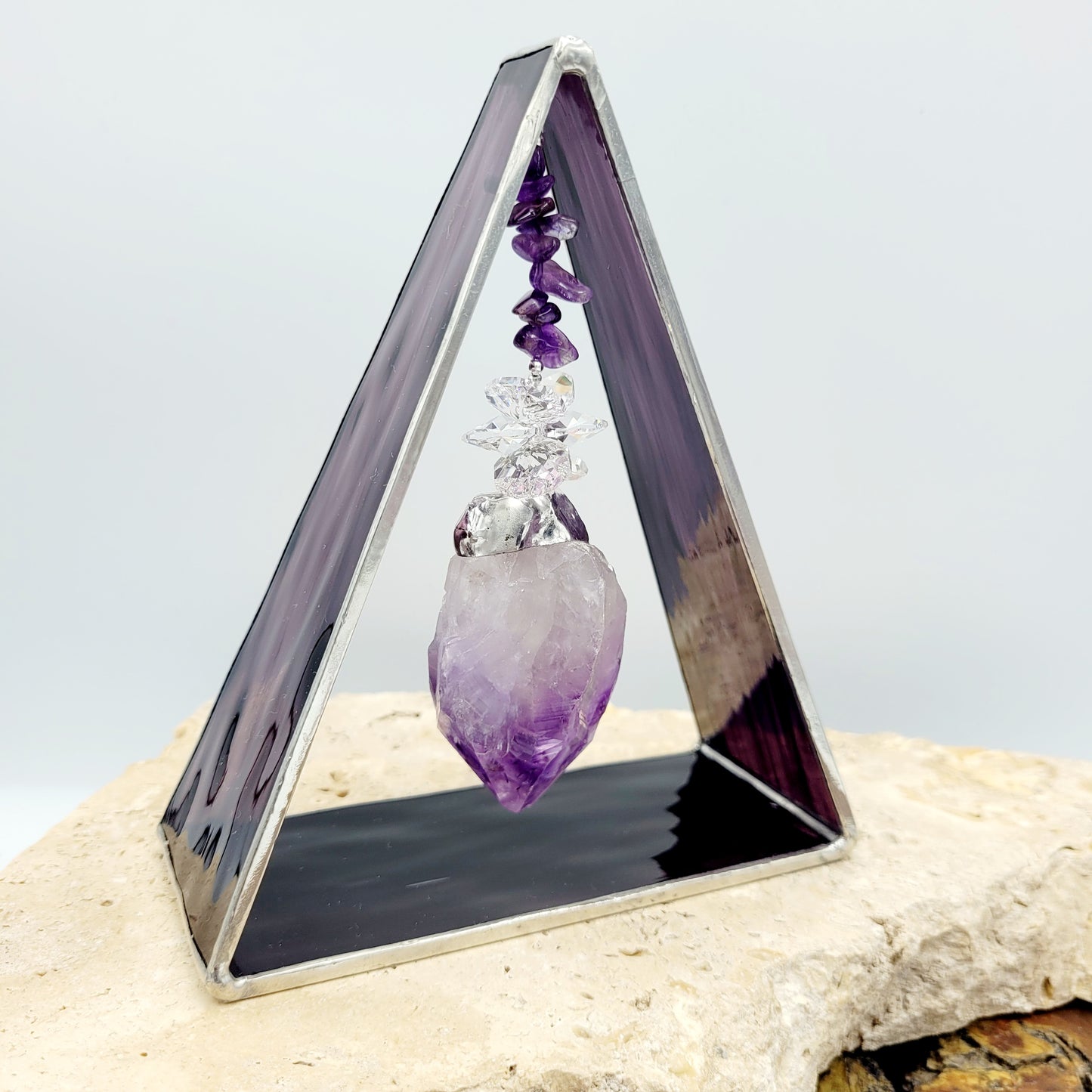 Amethyst Stained Glass Triangle