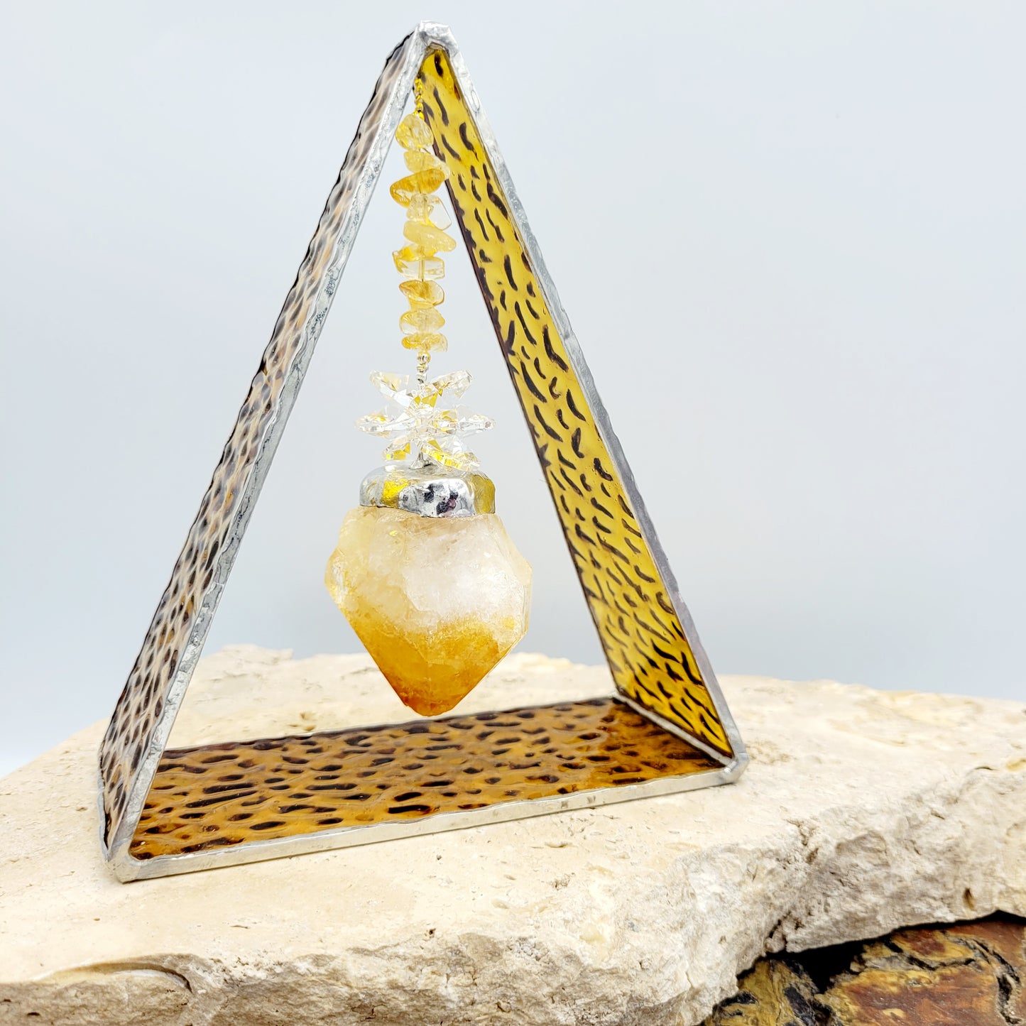 Citrine Stained Glass Triangle