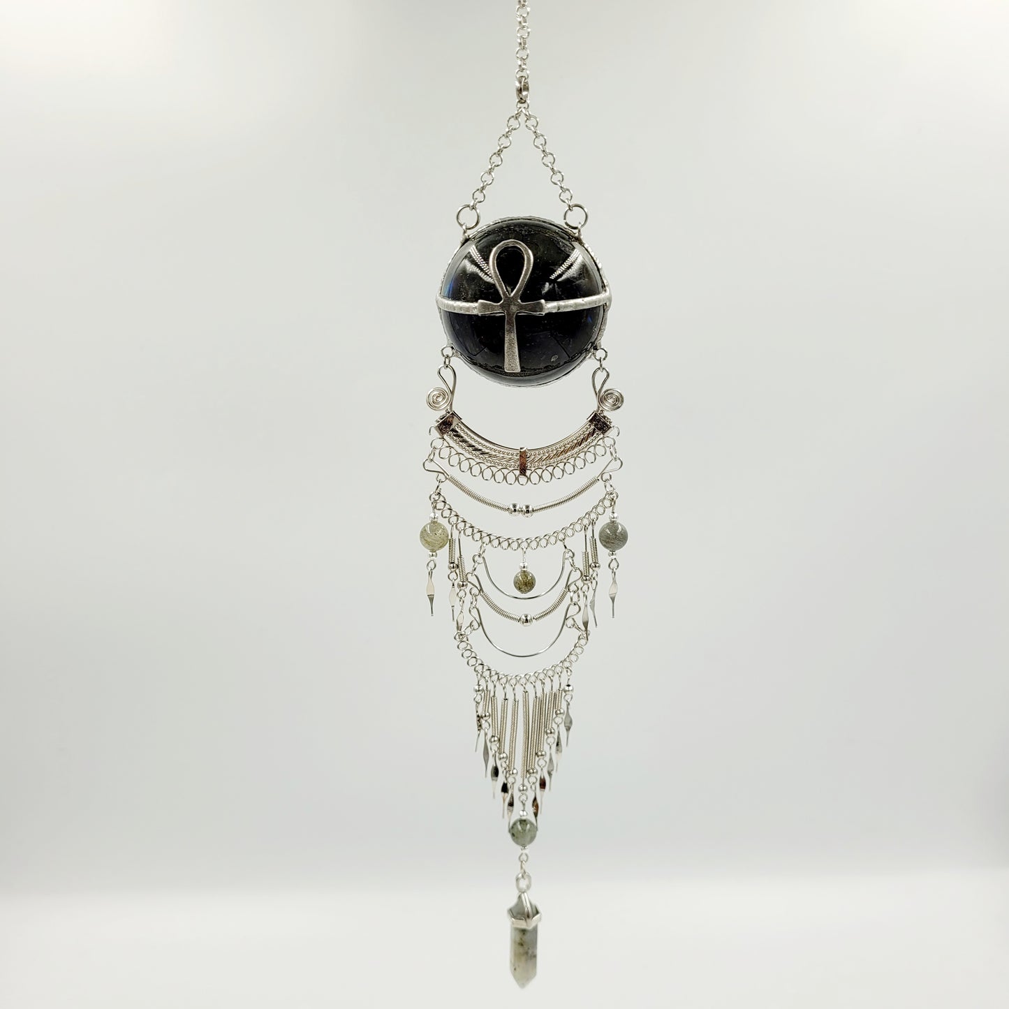 Labradorite Hanging Sphere/ Ankh