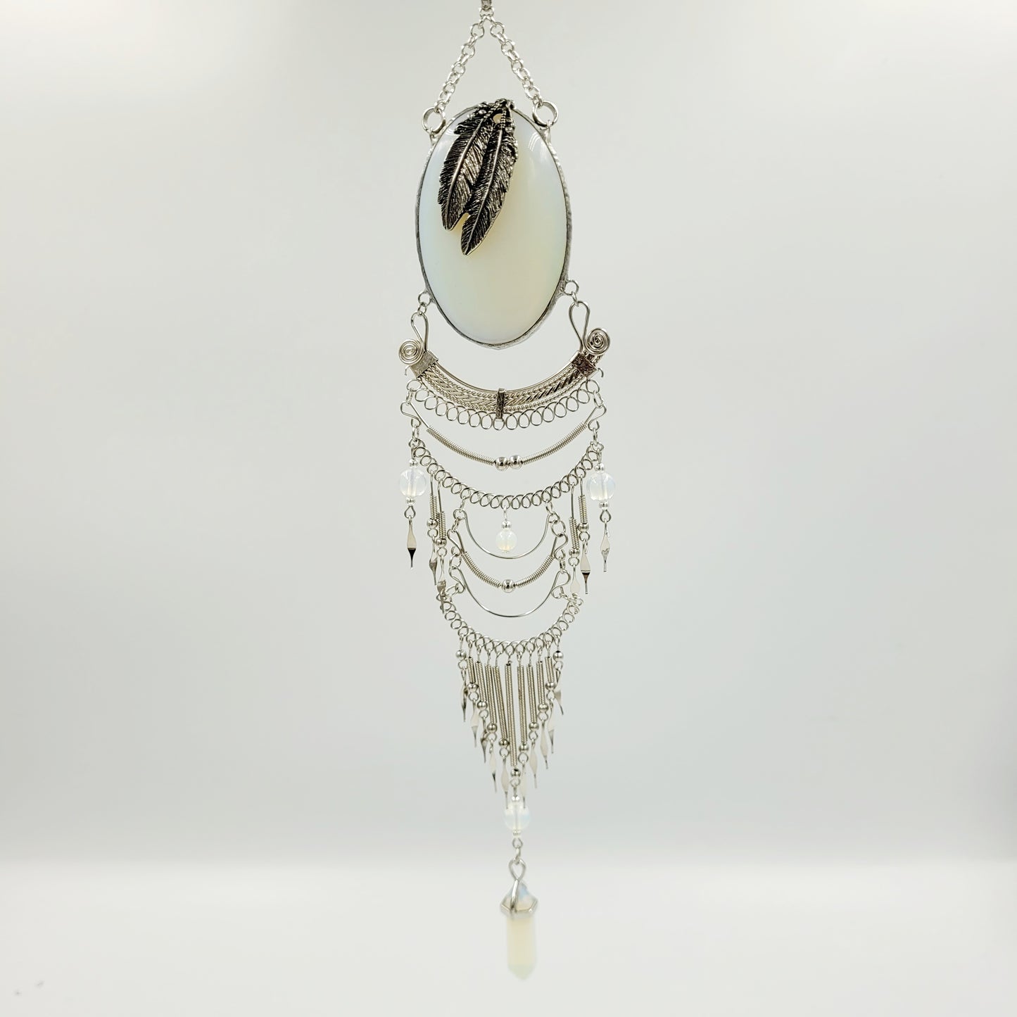Opalite Hanging Oval / Feather