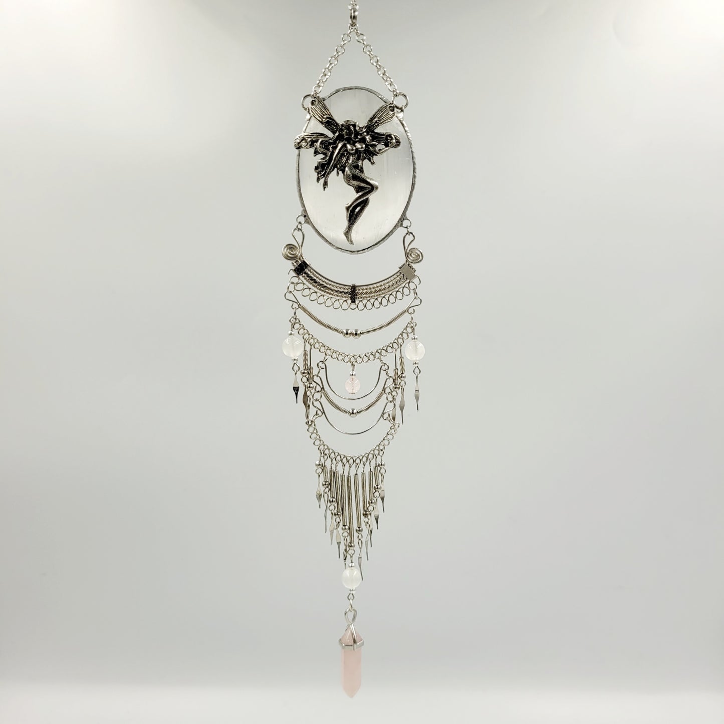 Selenite Hanging Oval / Fly Fairy
