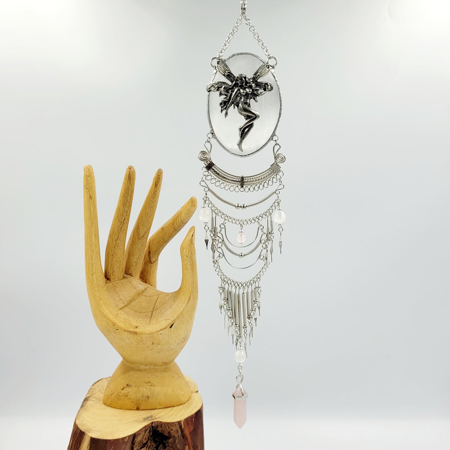 Selenite Hanging Oval / Fly Fairy