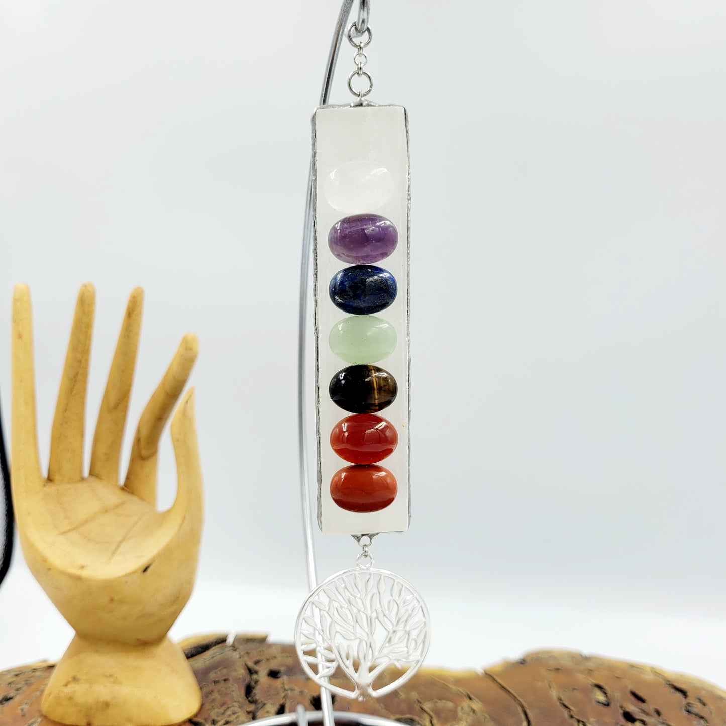 Selenite Chakra Hanging with Stand