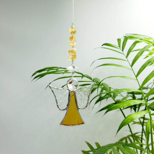 Hanging Angel stained Glass Gold / Citrine
