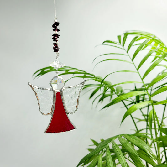 Hanging Angel Stained Glass Red / Garnet