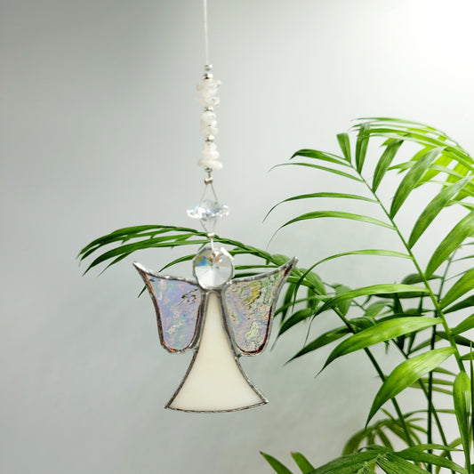 Hanging Angel Stained Glass White / Opalite