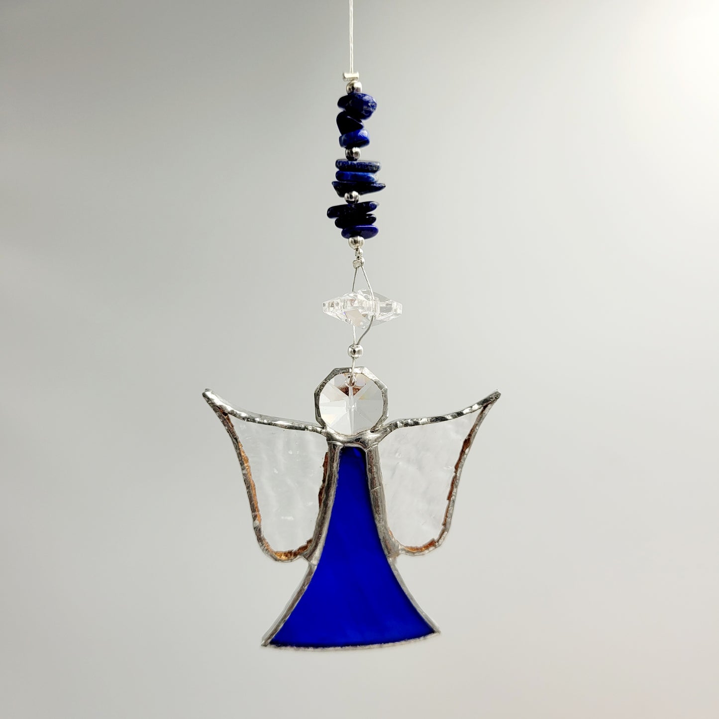 Hanging Angel Stained Glass Dark blue/ Lapiz lazuli