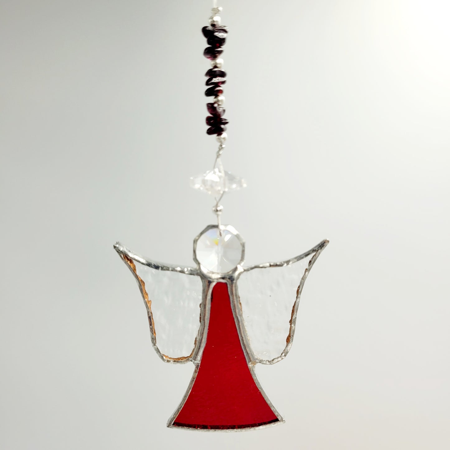 Hanging Angel Stained Glass Red / Garnet