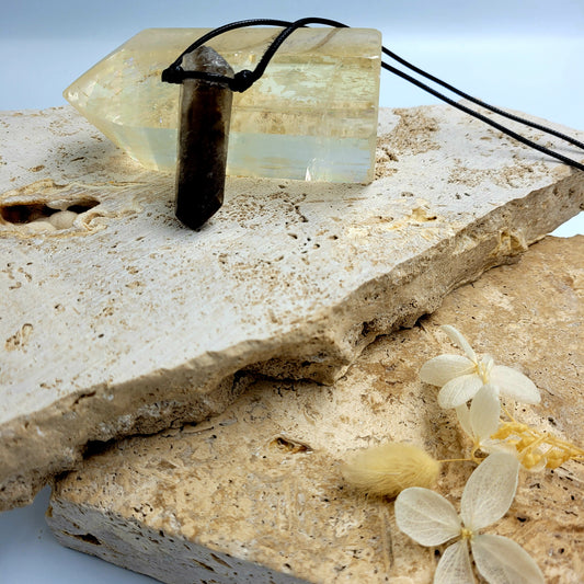 Necklace Plain Stone / Smoky Quartz