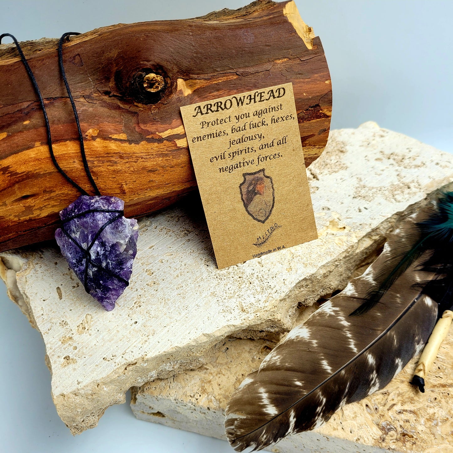 Necklace Arrowhead String / Amethyst