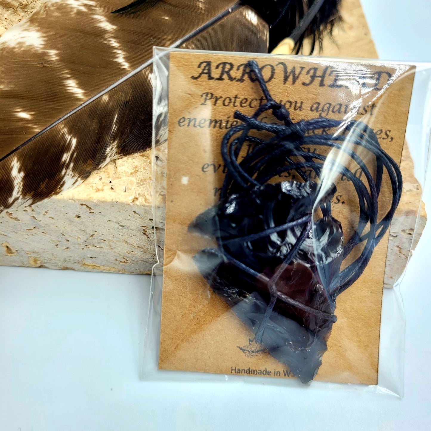 Necklace Arrowhead String / Obsidian