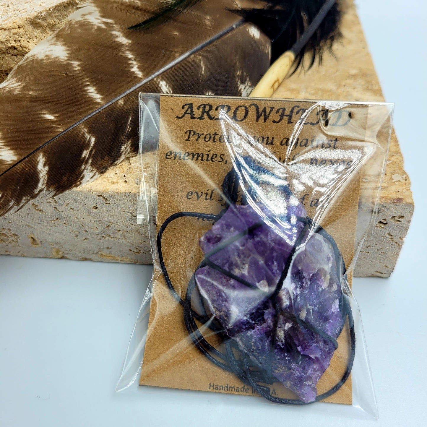Necklace Arrowhead String / Amethyst