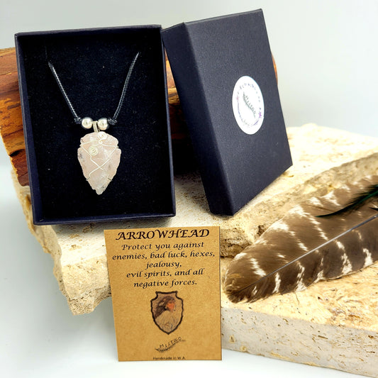 Necklace Arrowhead Wire / Rose Quartz