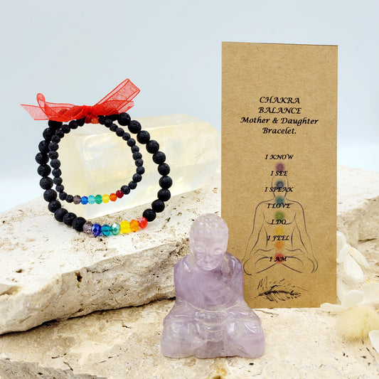 Mother & Daughter Lava Stone Chakra Balance Bracelet
