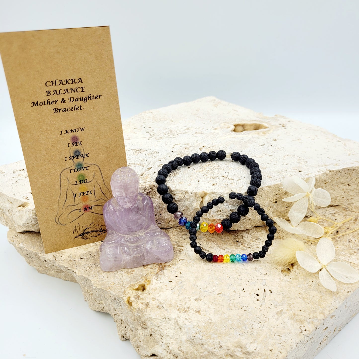 Mother & Daughter Lava Stone Chakra Balance Bracelet