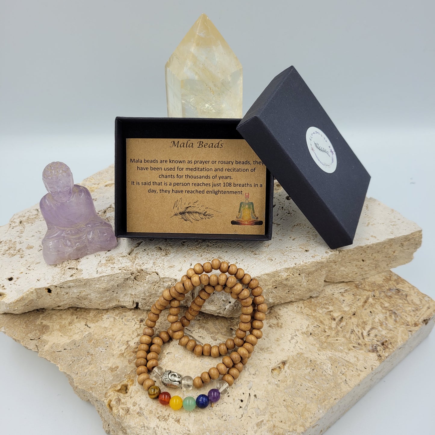 108 Pray Mala Beads - Chakra Balance Bracelet/Necklace
