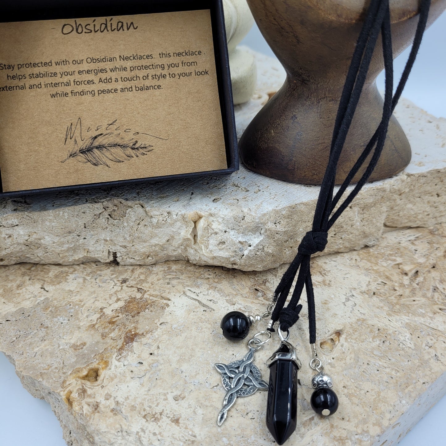 Obsidian Crystal Point Necklace
