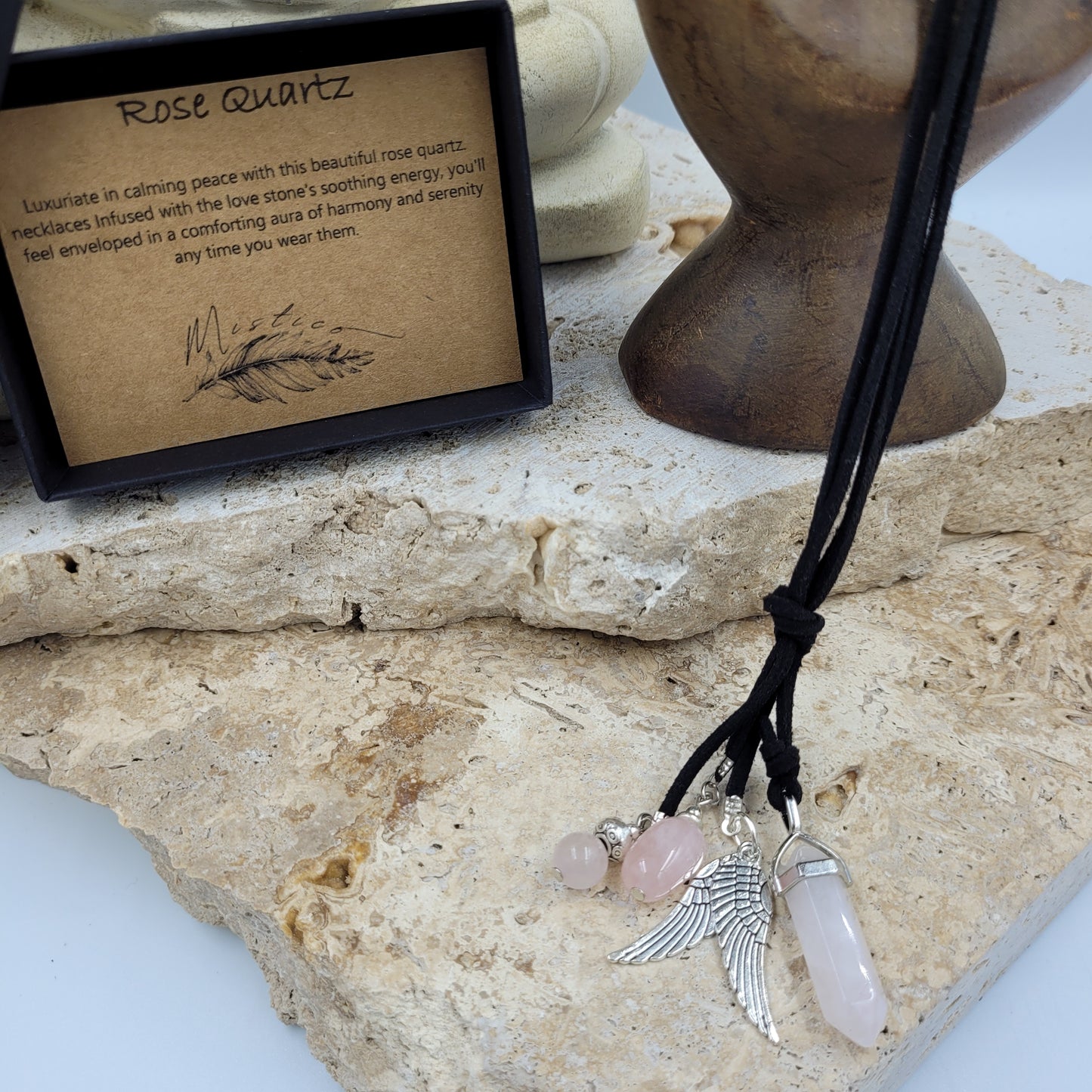 Rose Quartz Crystal Point Necklace