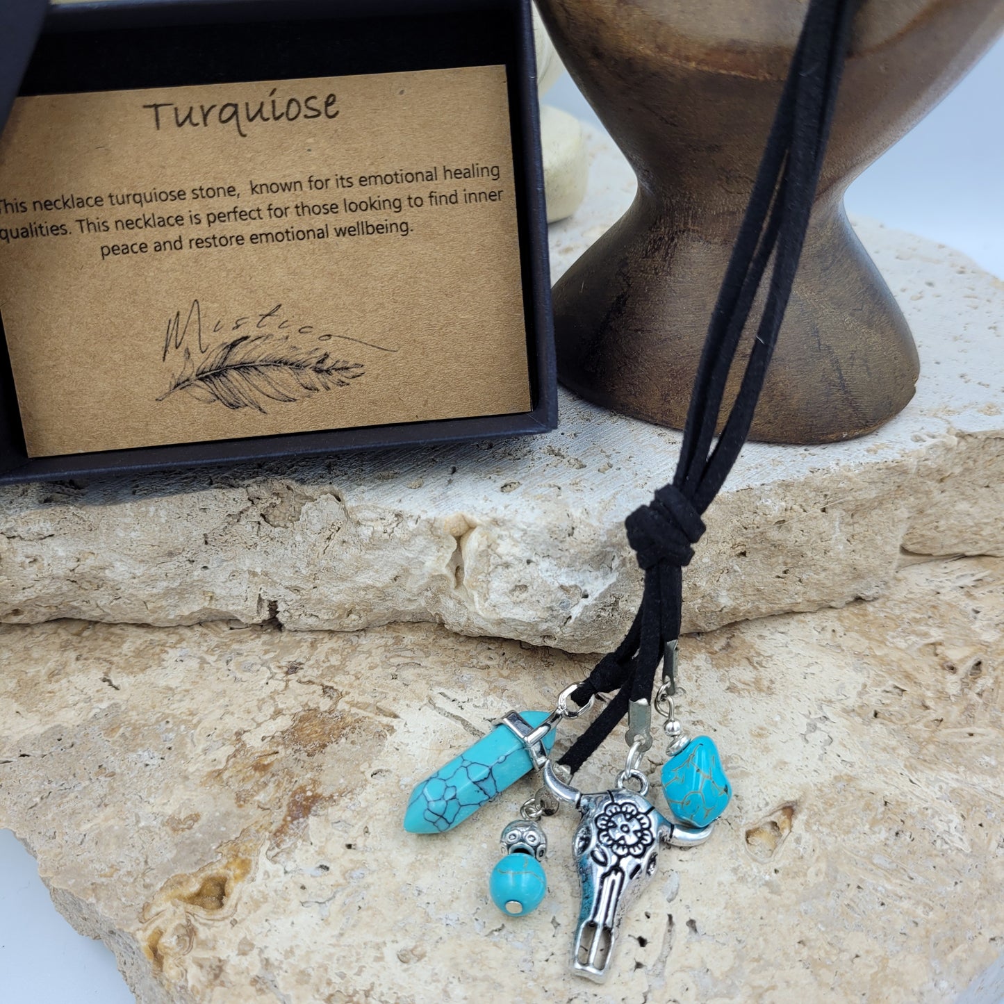 Turquoise Crystal Point Necklace