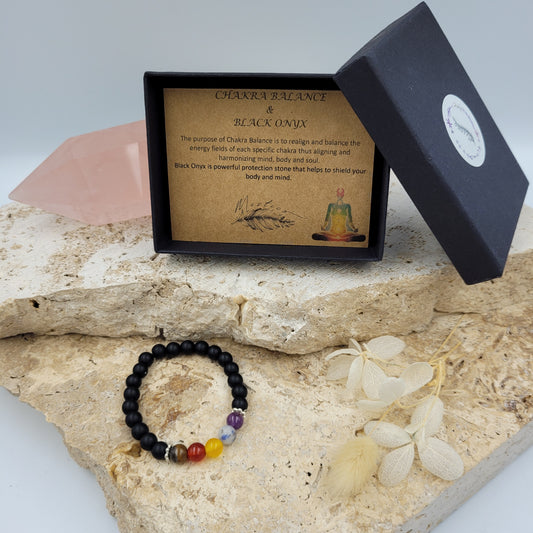 Kids Black Onyx/ Chakra Balance Bracelet