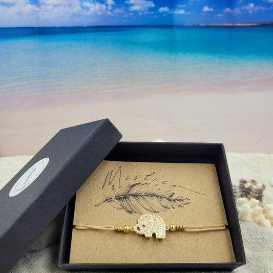 Elephant Zircon String Bracelet