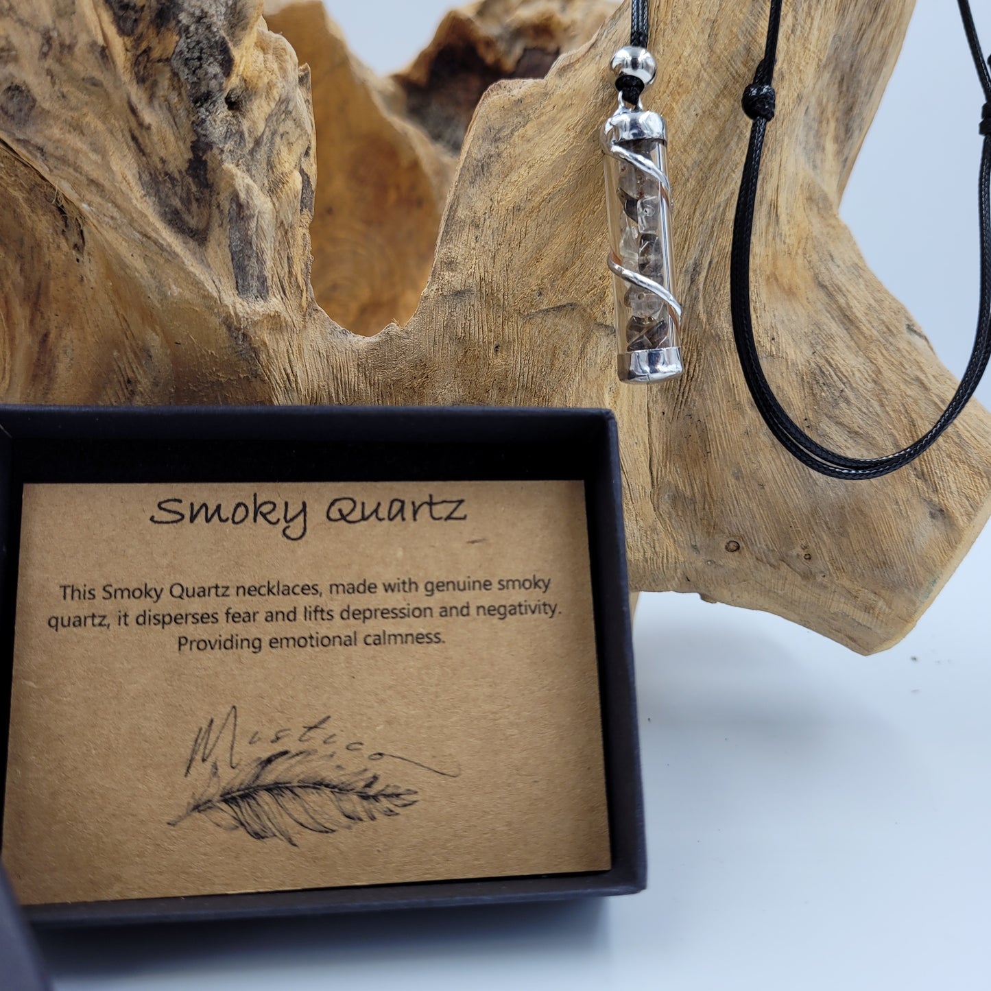 Smoky Quartz Crystal Filled Tube Necklace