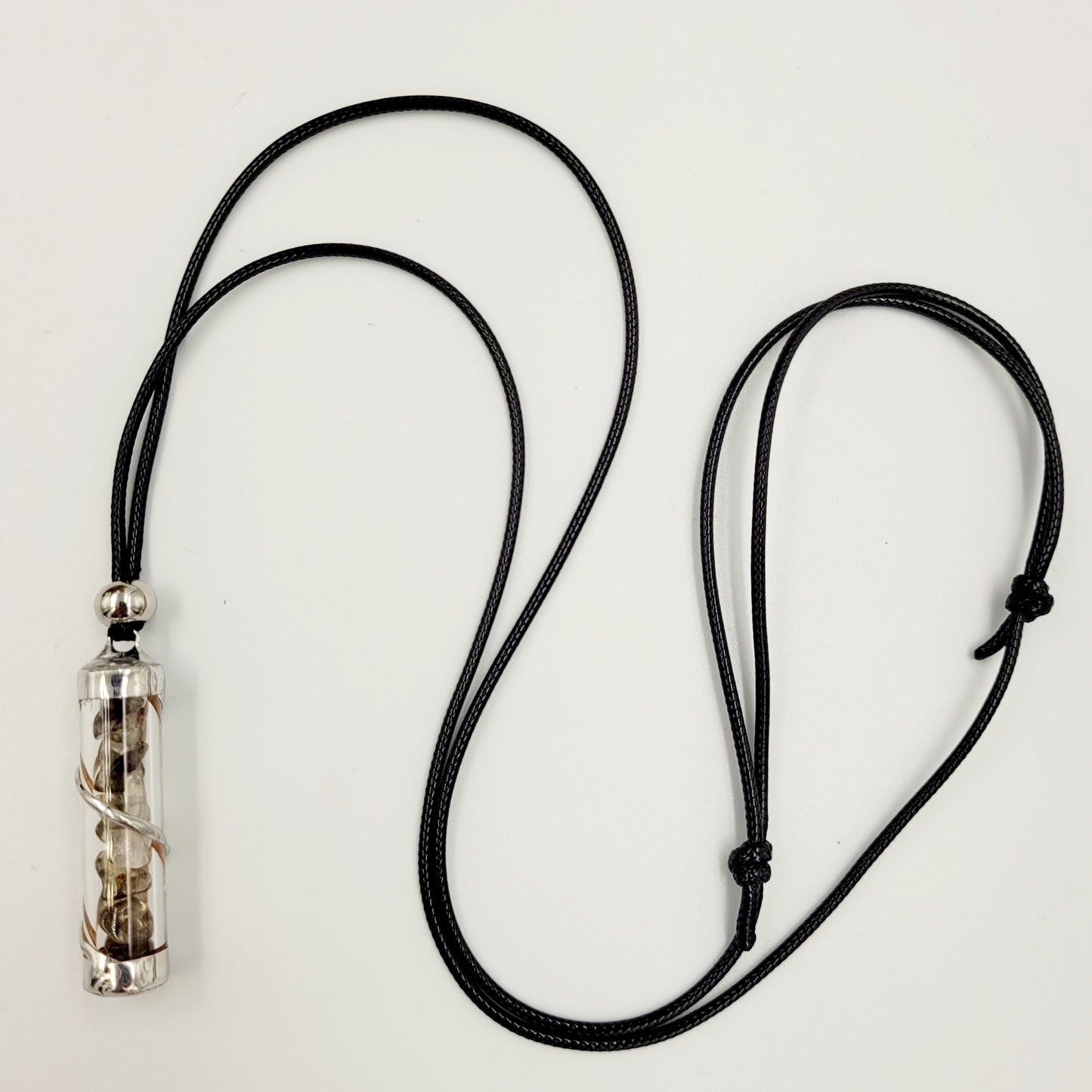 Smoky Quartz Crystal Filled Tube Necklace