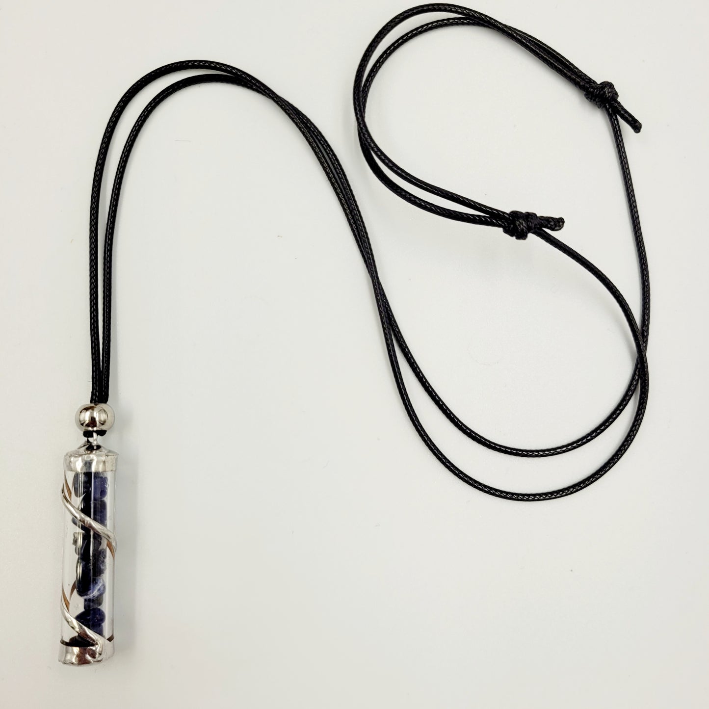 Sodalite Crystal Filled Tube Necklace