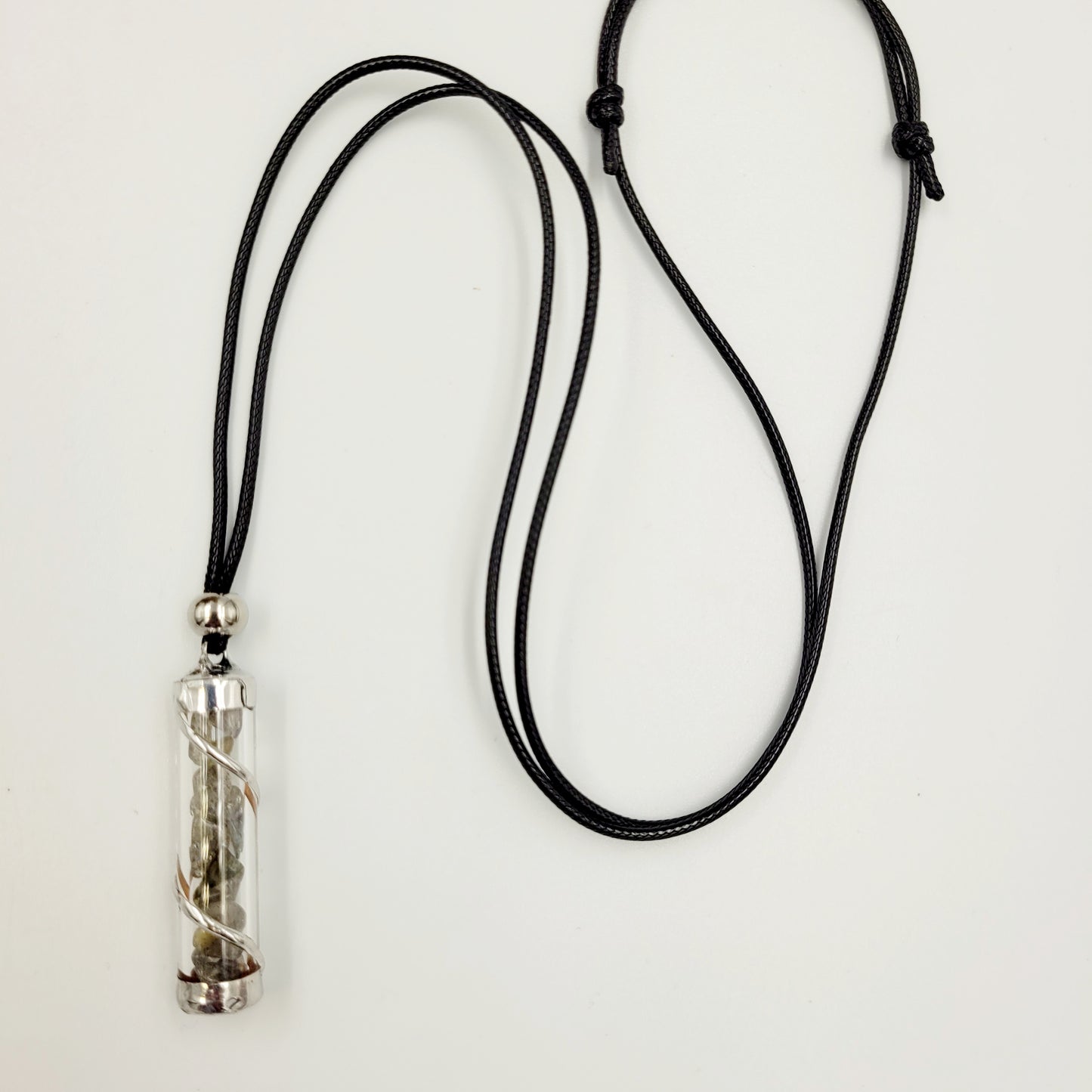 Labradorite Crystal Filled Tube Necklace