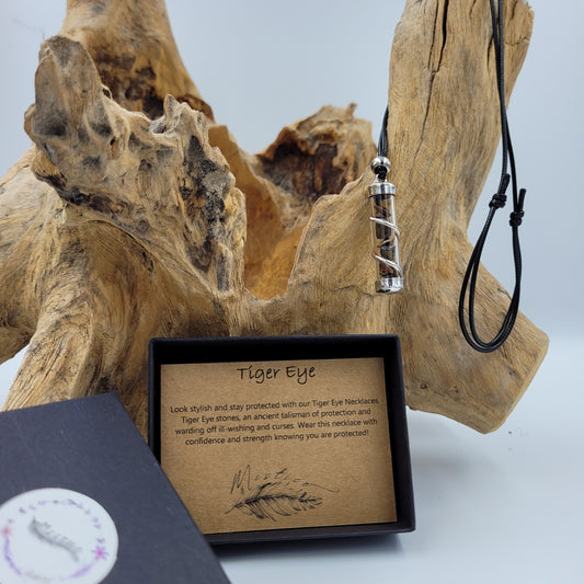 Tiger Eye Crystal Filled Tube Necklace